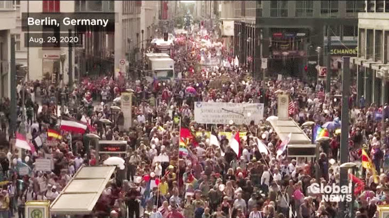 Alemania Berlin Manifestacion Anticuarentena 29agosto2020