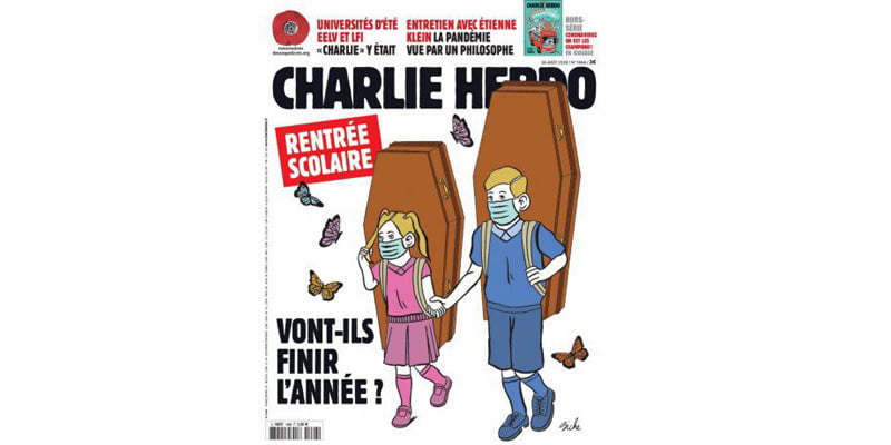 Charliehebdo tapa coronavirus escuela francia 30agosto2020
