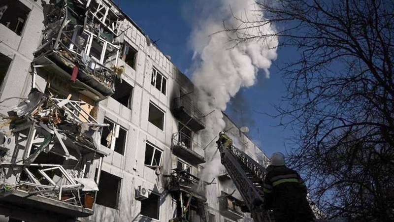 Ucrania Bombardeos Rusia Edificio 24febrero2022