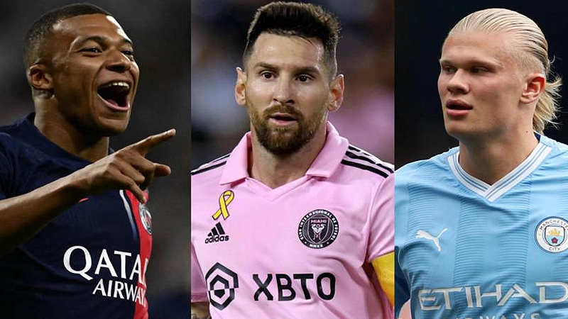 Messi mbappe haaland the best