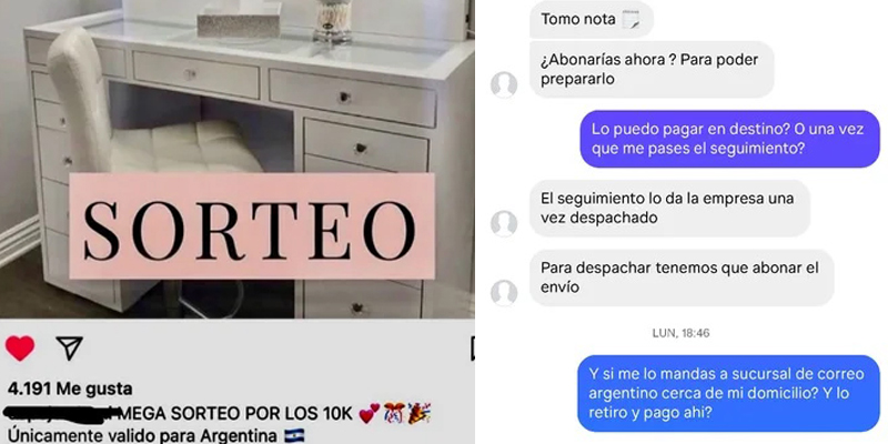 Instagram sorteo estafa foto chat 12mayo2024