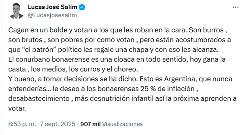 Salimlucas empresario cordobes posteo 8setiembre2025
