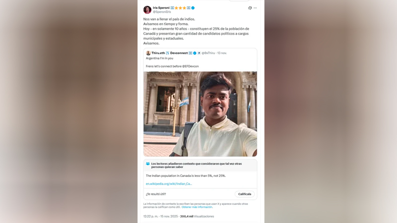 Speroniiris directora senado tuit indio 16noviembre2025.webp