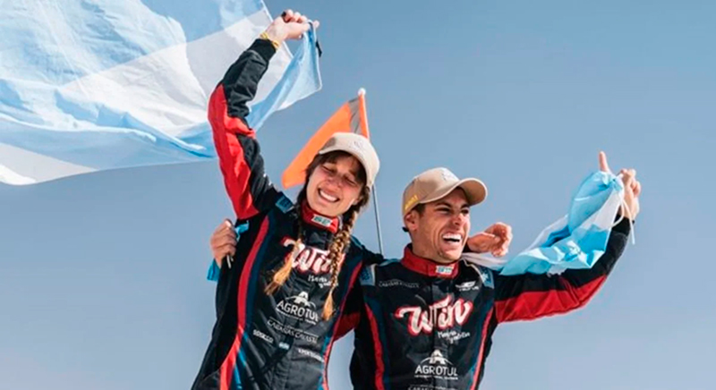 Dakar CavigliassoNicolas PertegariniValentina festejo podio 17enero2026