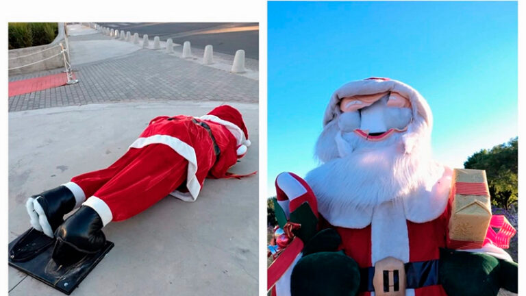 PapaNoel vandalizado ParqueLineal SantaRosa 4enero2026