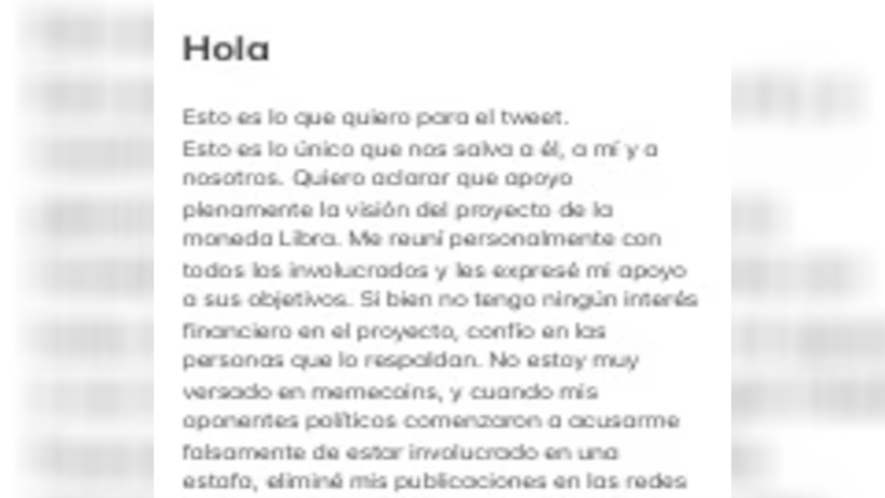 Criptoestafa Libra NovelliMauricio mensaje acuerdo MileiJavier 16marzo2026